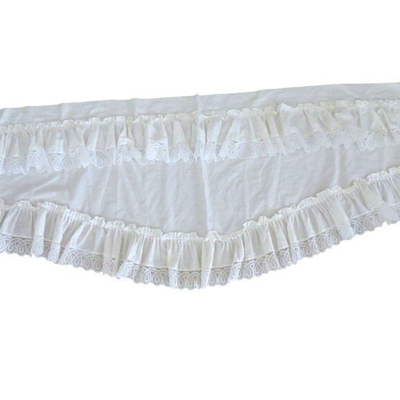 Vintage White Curtain Valance Lace Ruffle Tiered Swag Cottage Shabby Chic - Picture 15 of 15